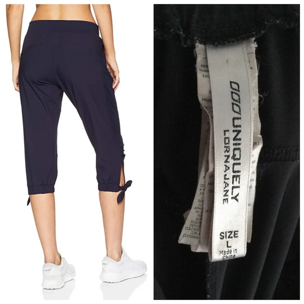 LORNA JANE Balance Active Tie 3/4 Crop Pant Black Sz Large - Picture 5 of 15